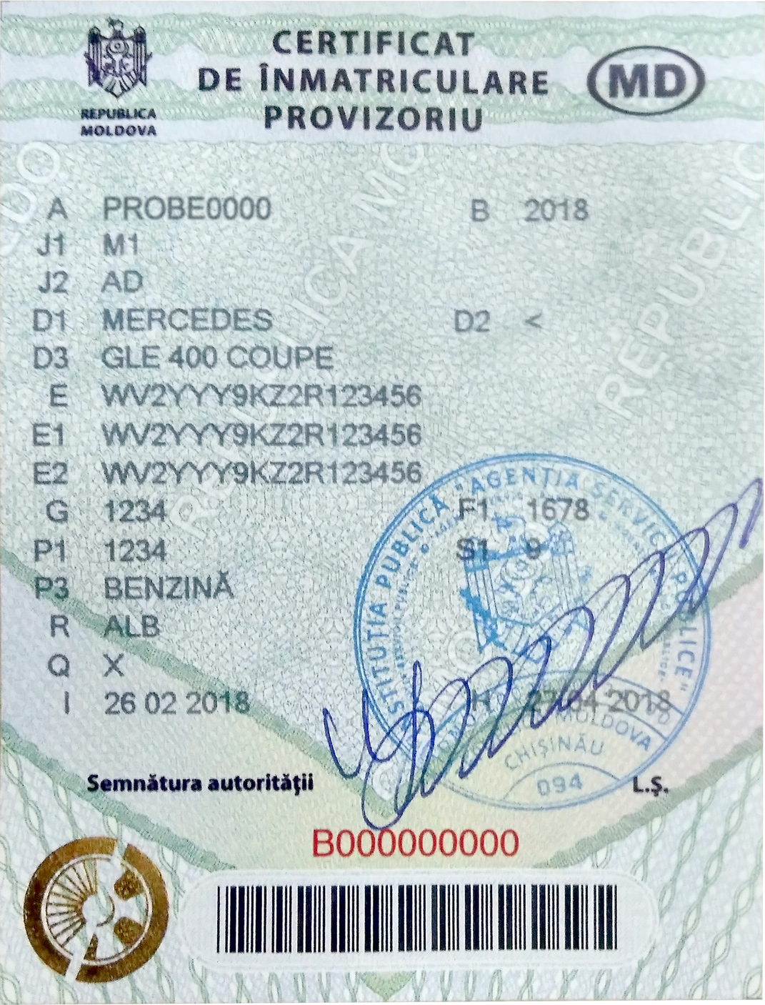 Технический паспорт автомобиля Молдова